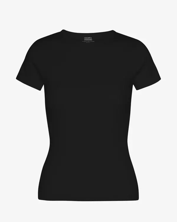 Colorful Standard Organic Rib SS T-Shirt Deep Black Damen Shirt schwarz